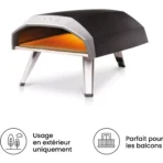 Four à pizza gaz OONI Koda 12 noir pizza 30 cm, préchauffage 15 min, de 280 à 500°C