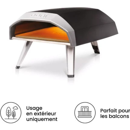 Four à pizza gaz OONI Koda 12 noir pizza 30 cm, préchauffage 15 min, de 280 à 500°C